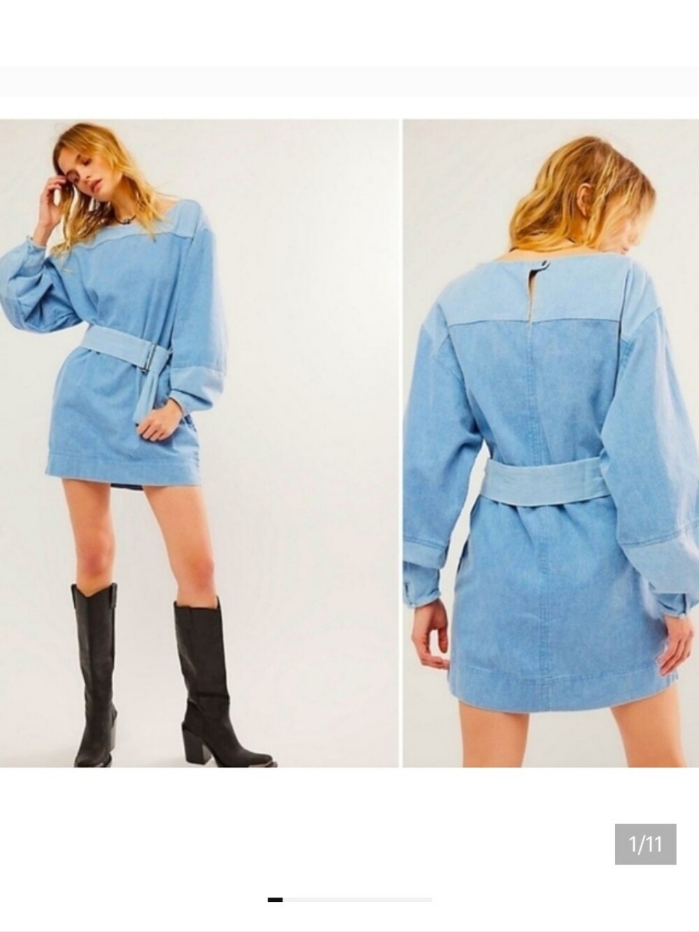 Free People Ora Denim Mini Size XS Color Ora Dark Combo